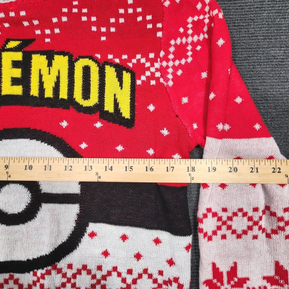 Pokemon Sweater Mens XL Red Pokeball Snowflake Holiday Ugly Christmas Sweater - Picture 3 of 5